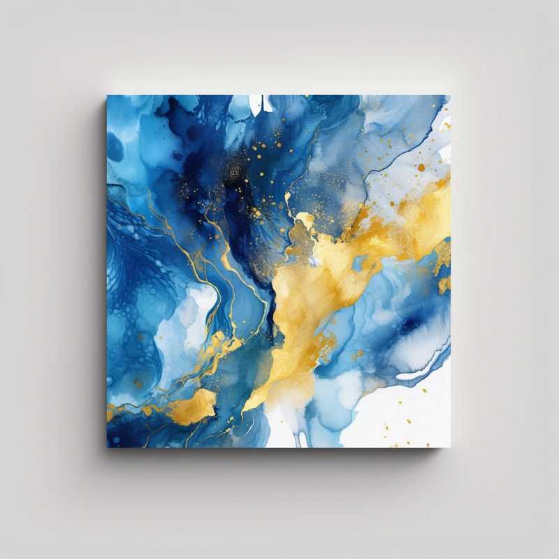 GENERICO - Cuadro Moderno Detalles Intrincados Azules 80x80 Cm