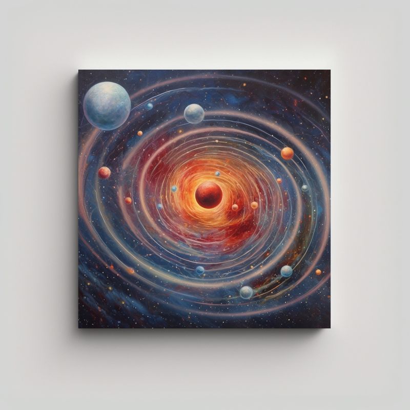 GENERICO - Cuadro Juvenil Galaxia Estrellas Y Planetas 50x50 Cm