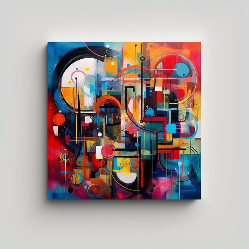 GENERICO - Pintura Abstracta Colorida En Estilo Ucraniano 50x50 Cm