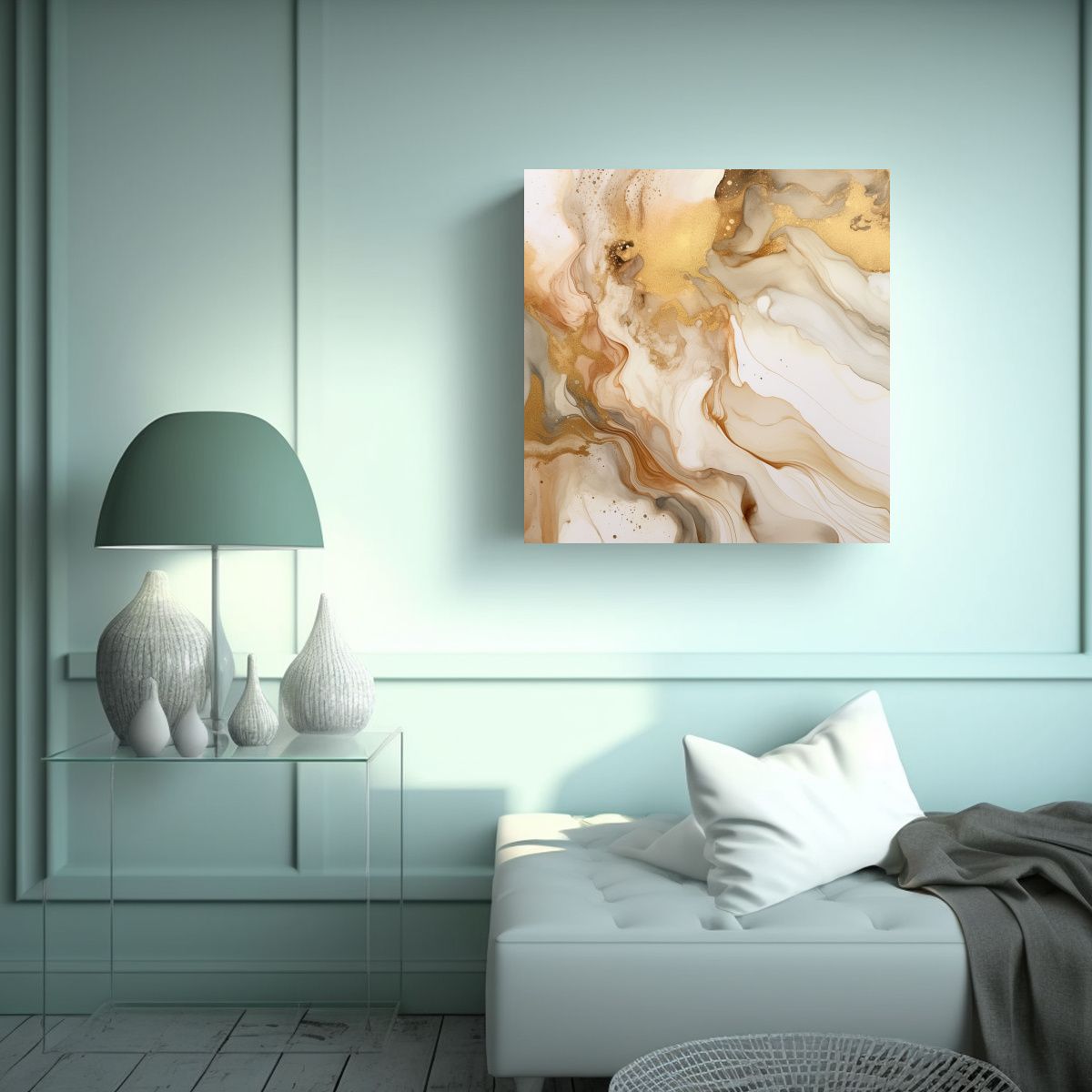 GENERICO - Cuadro Modernos Profundidad Beige Aquarell Con 50x50 Cm