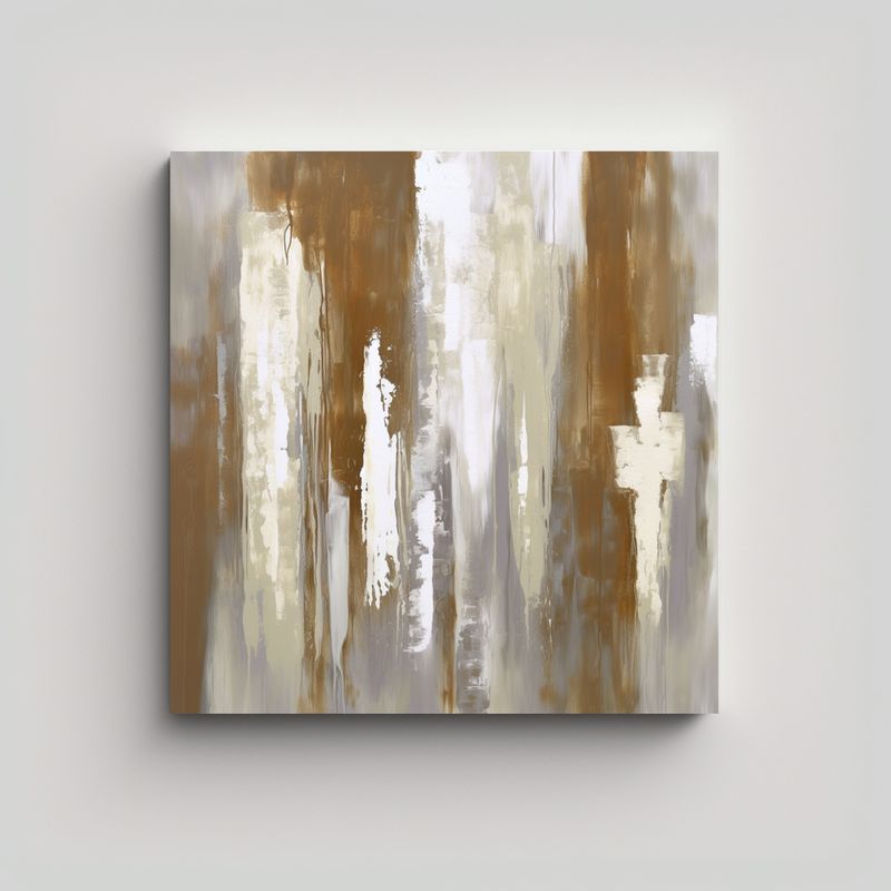 GENERICO - Pintura Abstracta Blanca Y Gris En Bastidor 50x50 Cm