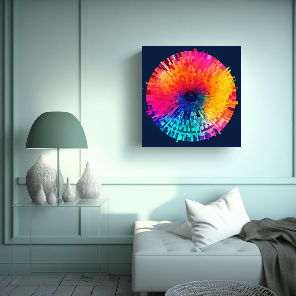 GENERICO - Cuadro Baño Circulo Con Color Degrade Radial Y 50x50 Cm