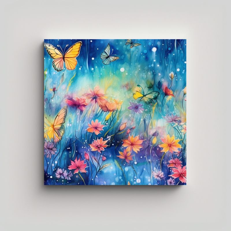 GENERICO - Pintura En Bastidor Impresa Mariposas Adorables Y 70x70 Cm