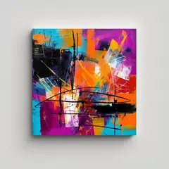 GENERICO - Pintura Abstracta En Bastidor Con Movimiento 90x90 Cm