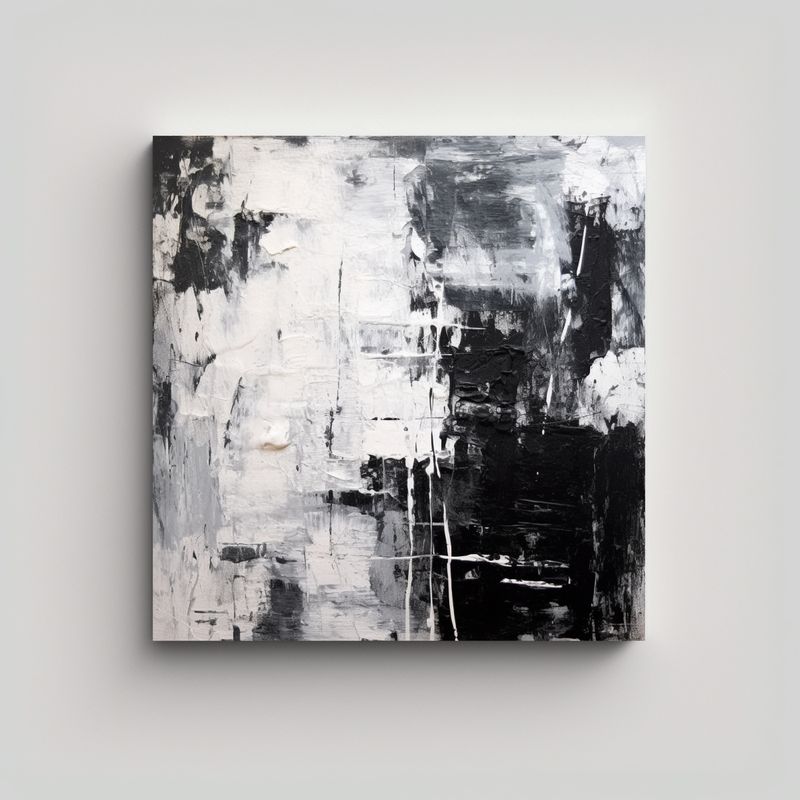 GENERICO - Cuadro Impreso Expresionista Abstracto En Blanco 50x50 Cm