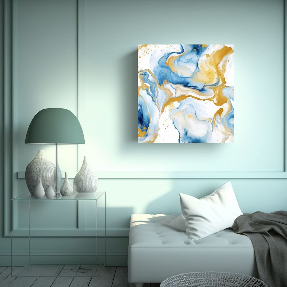 GENERICO - Pintura Abstracta De Arte Fluido De Lujo En 80x80 Cm