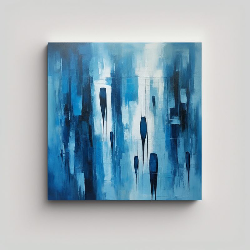 GENERICO - Pintura Moderna JoJo Azul En Lienzo Innovador 90x90 Cm