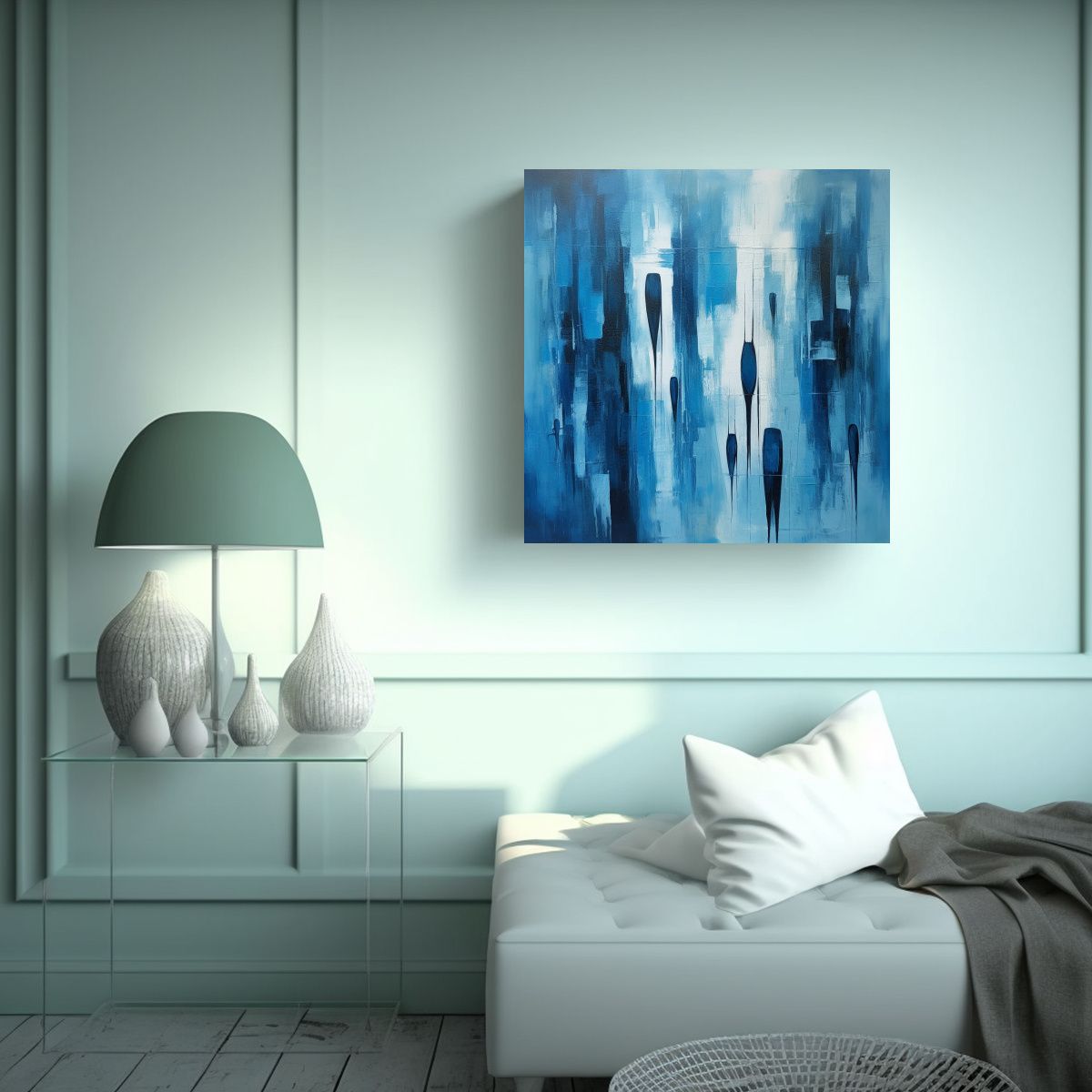 GENERICO - Pintura Moderna JoJo Azul En Lienzo Innovador 90x90 Cm