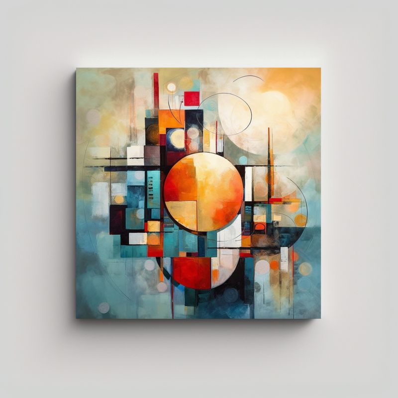 GENERICO - Arte De Pared Abstracto Para Sala: Composición 90x90 Cm