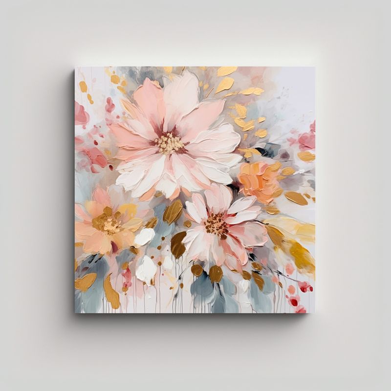 GENERICO - Obra Maestra De Acuarela Flores Rosadas En Un 70x70 Cm