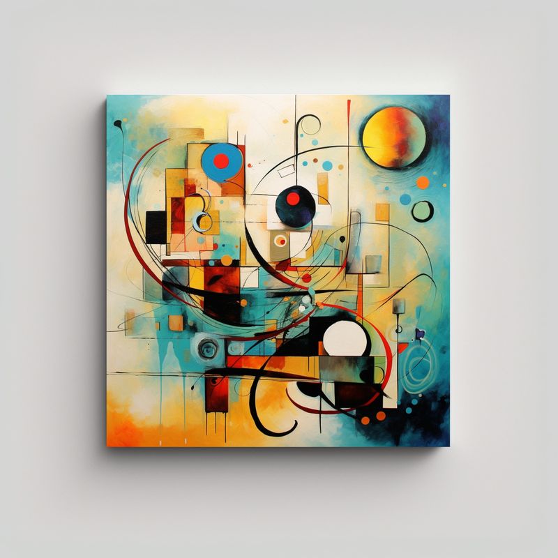 GENERICO - Pintura Abstracta En Bastidor: Tela Sublimada 80x80 Cm
