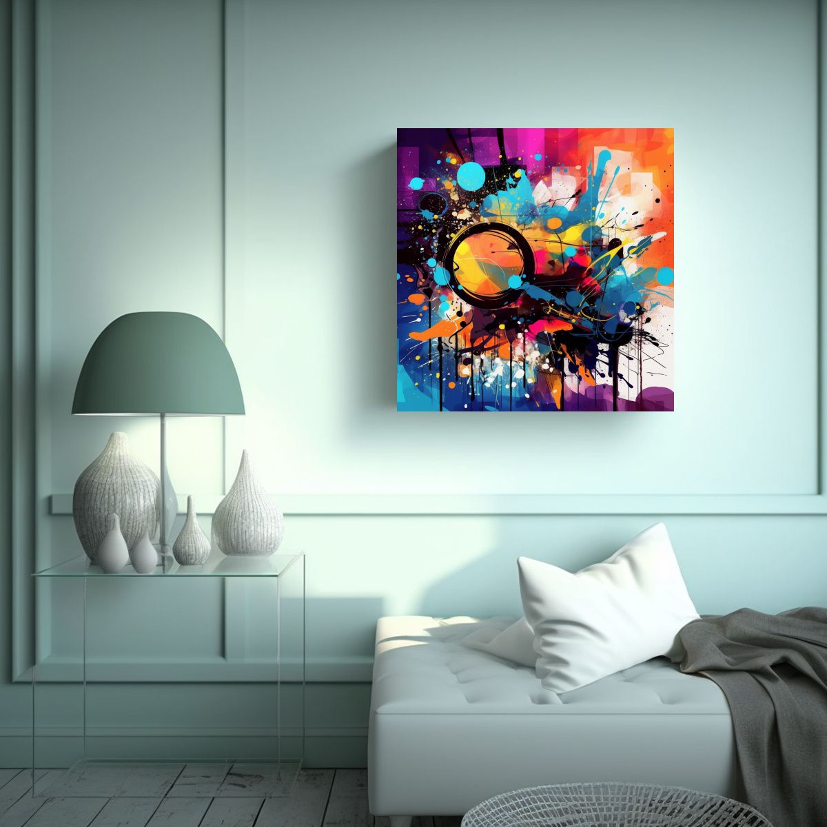 GENERICO - Cuadro Patron Intenso Para Sala Elementos De 80x80 Cm