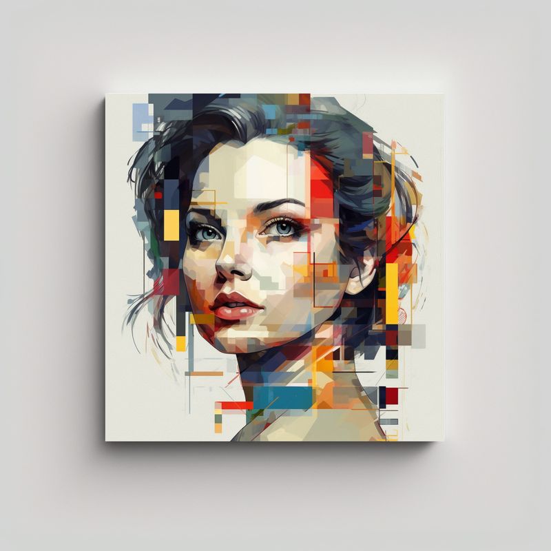 GENERICO - Pintura Decorativa De Una Hermosa Mujer Joven Con 90x90 Cm