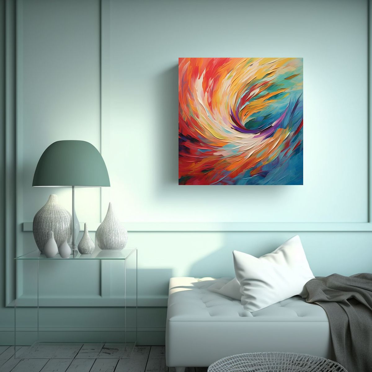 GENERICO - Cuadro Abstracto De Arte En Bastidor De Madera: 70x70 Cm