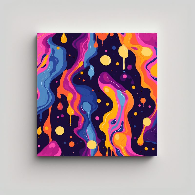 GENERICO - Tela En Bastidor Patrón Líquido Calidos 90x90 Cm