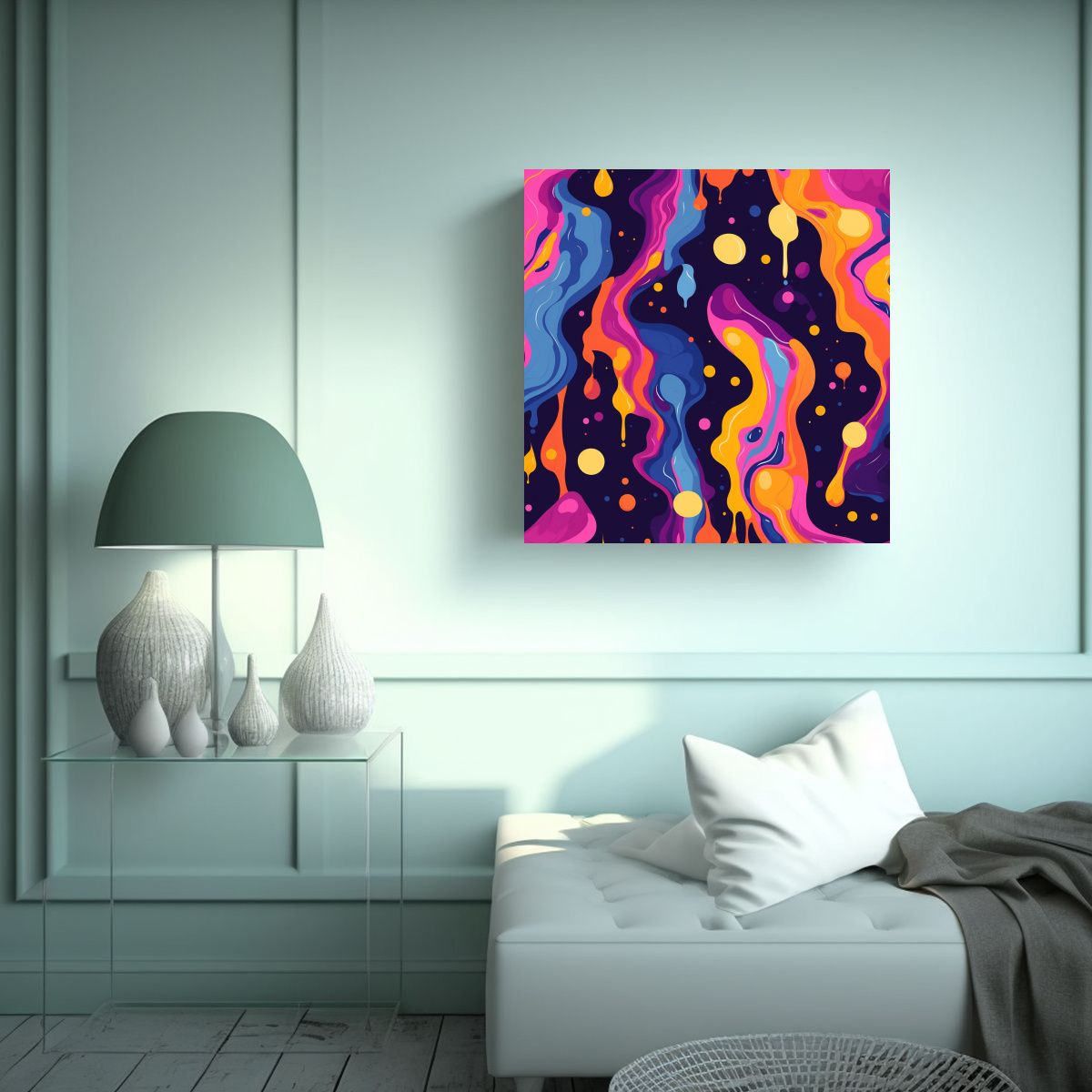 GENERICO - Tela En Bastidor Patrón Líquido Calidos 80x80 Cm.