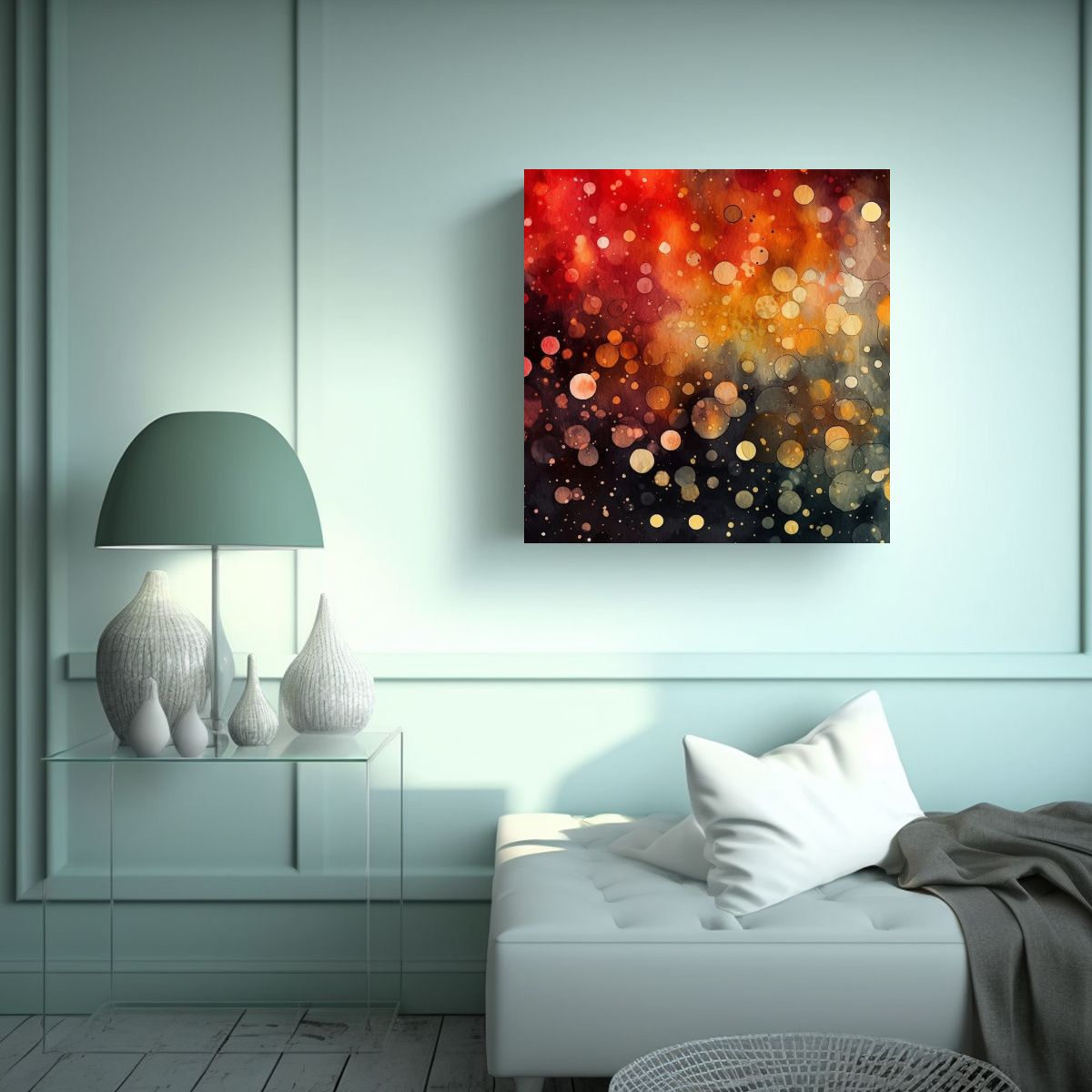 GENERICO - Pintura Decorativa Salón En Acuarela Con 50x50 Cm