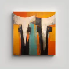 GENERICO - Cuadro Abstracto Mixto De Toros Para Baño: Arte 50x50 Cm