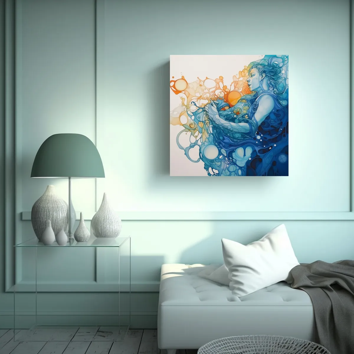 GENERICO - Cuadro De Decoración Forma Belleza Acuario Con 50x50 Cm