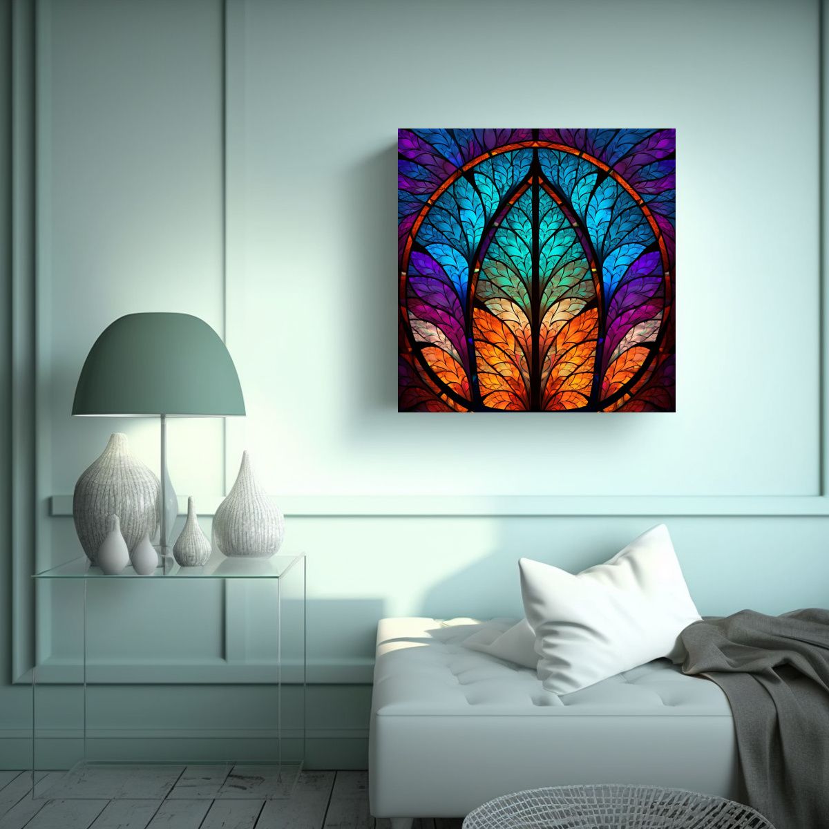 GENERICO - Lienzo Dibujo Vitalidad Kryptik Fractal Vidriera 50x50 Cm