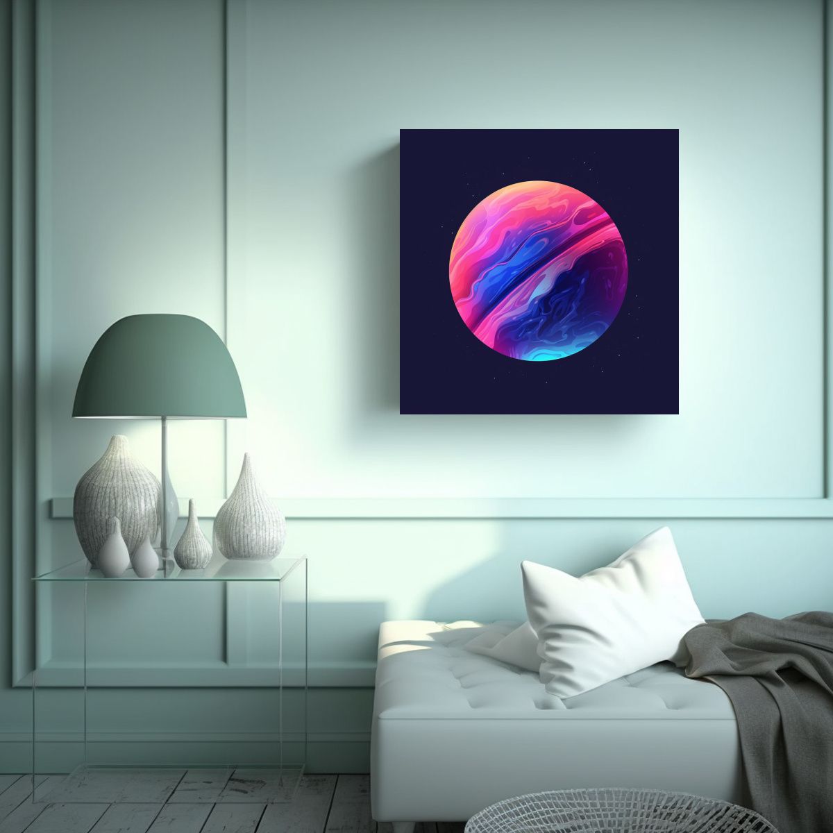 GENERICO - Cuadro Estrellados Crear Icono De Un Planeta En 70x70 Cm