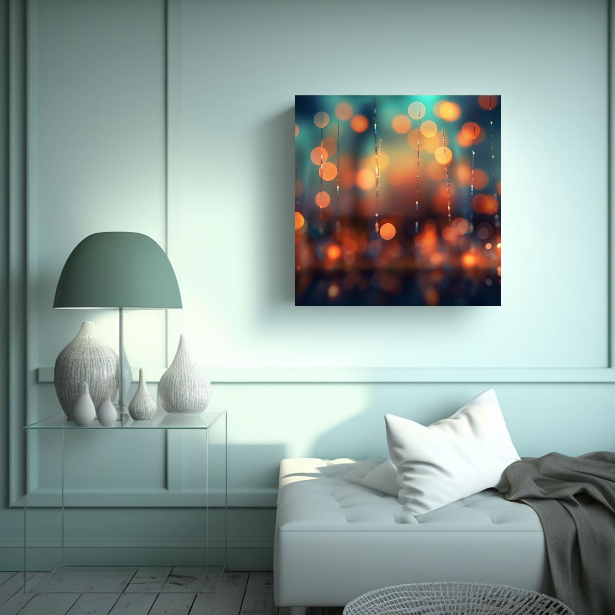 GENERICO - Cuadro Abstracto Con Fondo Borroso Y Luces Alta 80x80 Cm