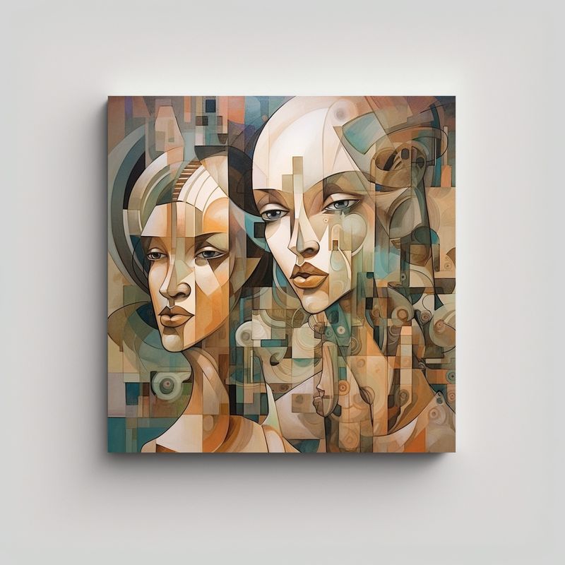 GENERICO - Cuadro Inspirador Hogar Deco Jimenez Cubismo 80x80 Cm