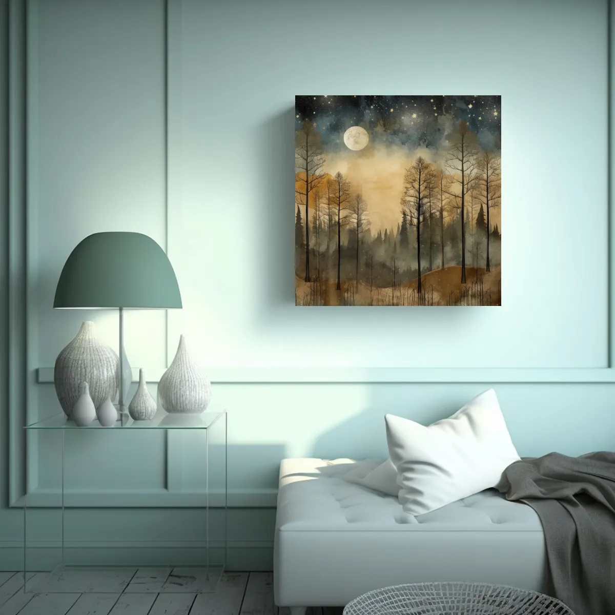 GENERICO - Bosque Hermoso Estilo Boho Con árboles Al 90x90 Cm.