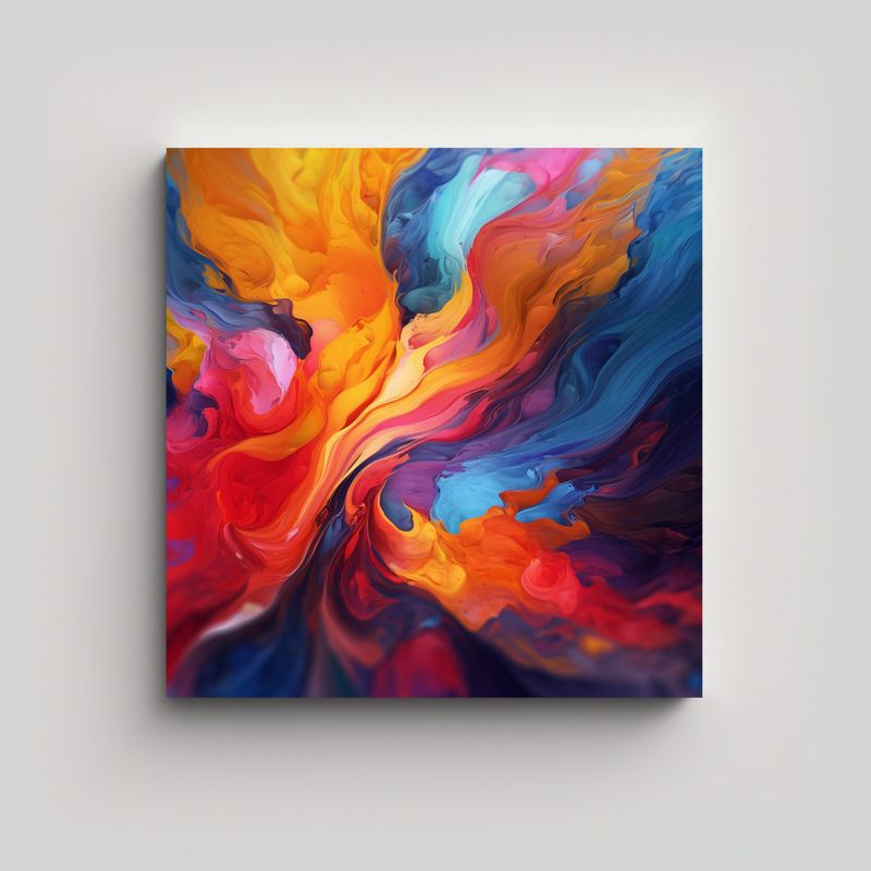 GENERICO - Pintura Abstracta Moderna En Lienzo De Movimiento 60x60 Cm