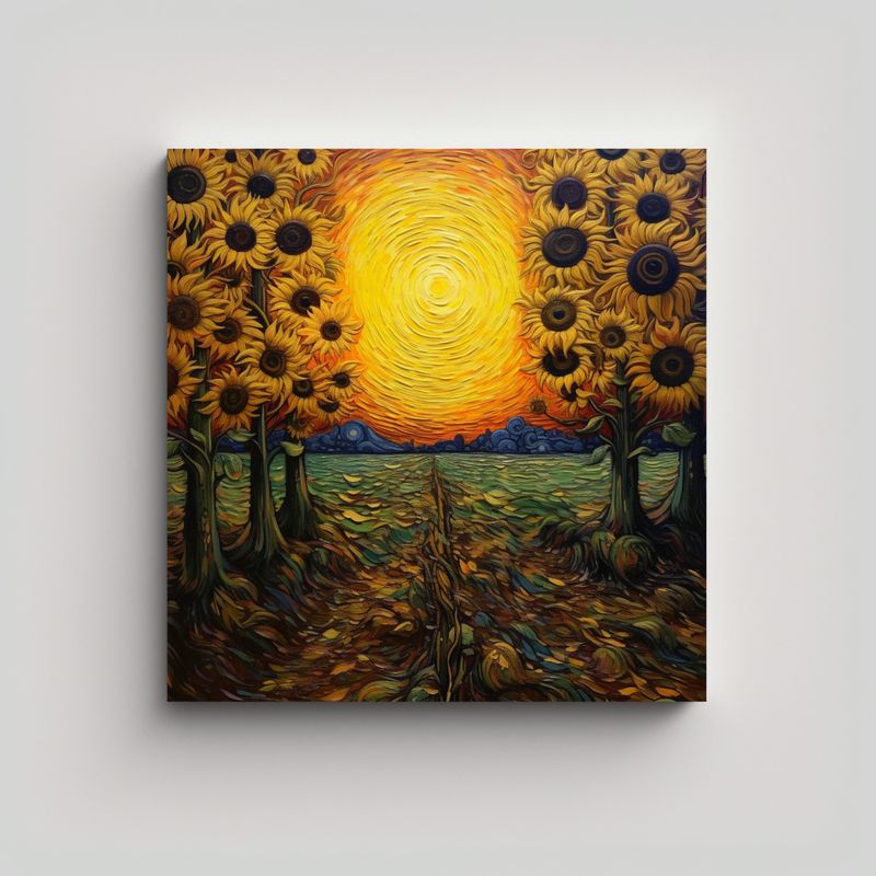 GENERICO - Pintura Creativa En Lienzo Con árboles De Fondo 90x90 Cm