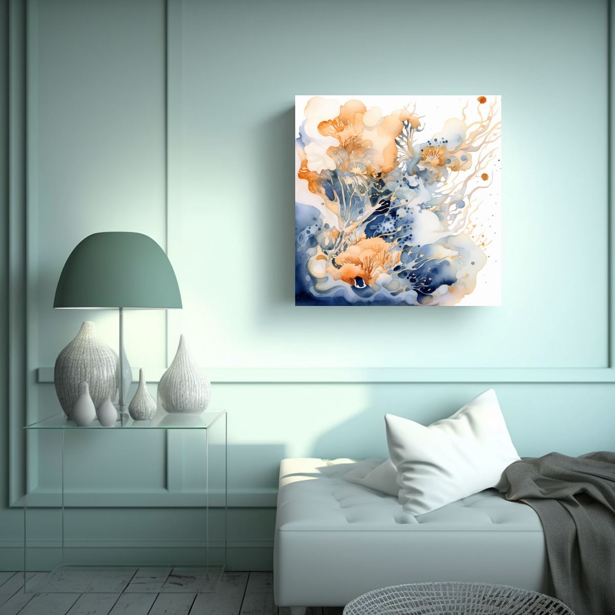 GENERICO - Arte Vintage Mar Y Océano En Acuarela, Estilo 70x70 Cm