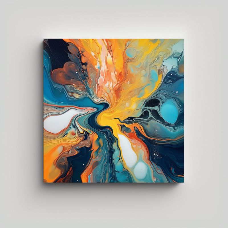 GENERICO - Arte Pared Diseño Colores Abstractos Fluido 90x90 Cm