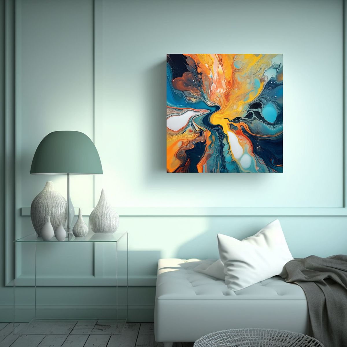 GENERICO - Arte Pared Diseño Colores Abstractos Fluido 80x80 Cm