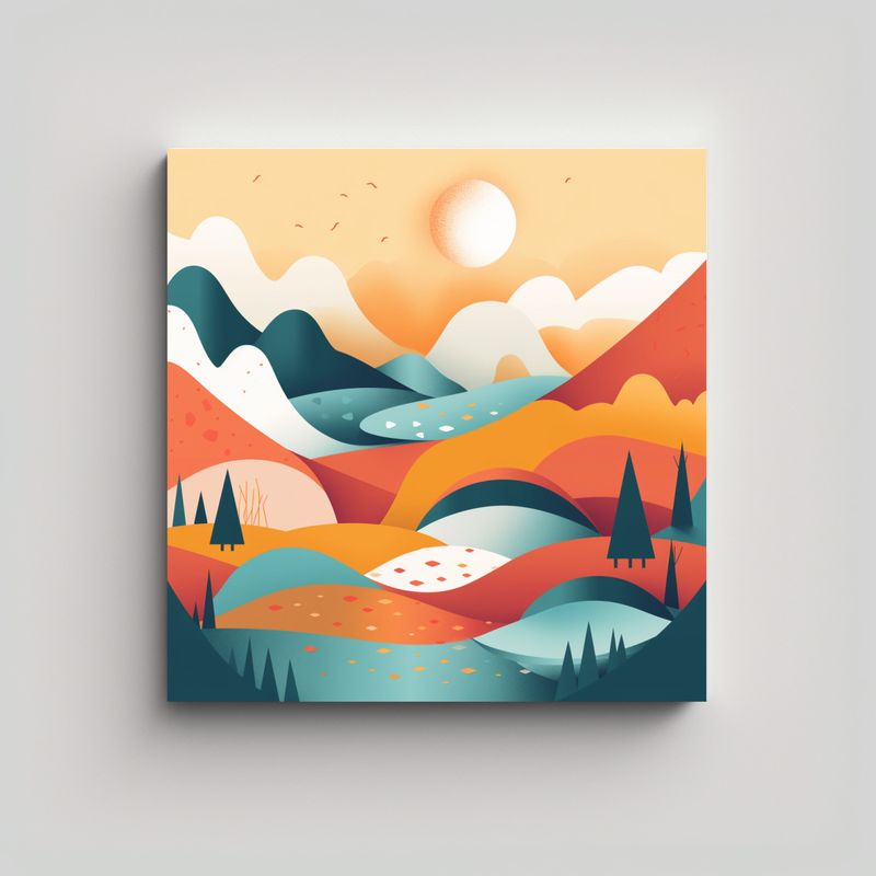 GENERICO - Paisaje Abstracto Intenso De Composición Creativa 50x50 Cm