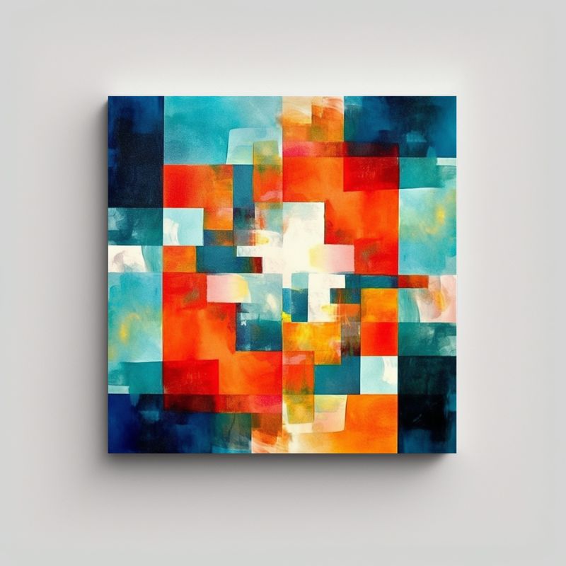 GENERICO - Cuadro Abstracto De Patrón Intenso Con Reflejo 90x90 Cm