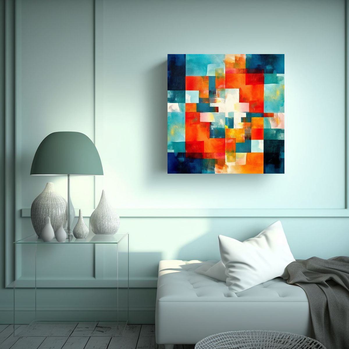 GENERICO - Cuadro Abstracto De Patrón Intenso Con Reflejo 50x50 Cm