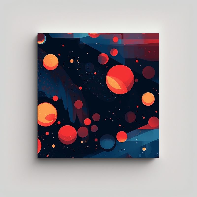 GENERICO - Cuadro Conceptual De Círculos En Espacio Oscuro 80x80 Cm