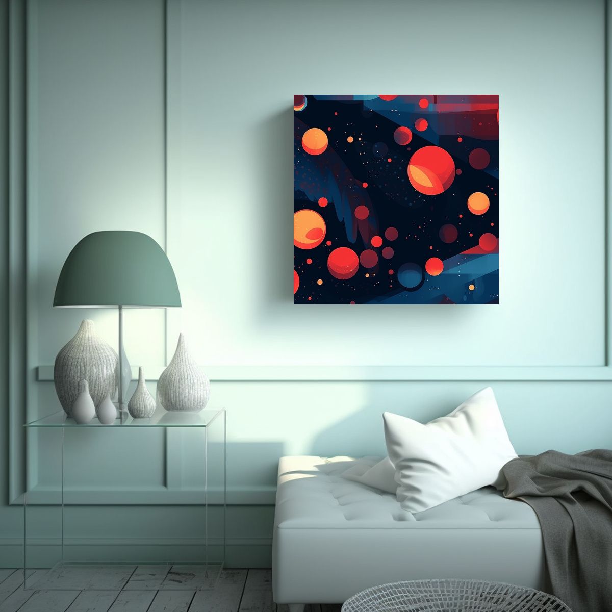 GENERICO - Cuadro Conceptual De Círculos En Espacio Oscuro 80x80 Cm