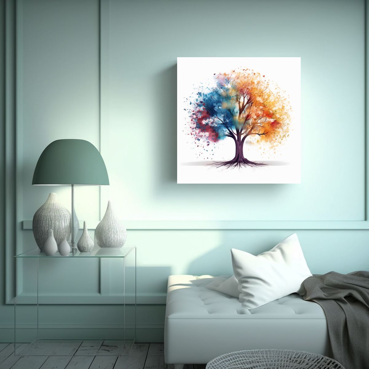 GENERICO - Pintura De Pared Abstracta: Árbol Colorido 80x80 Cm