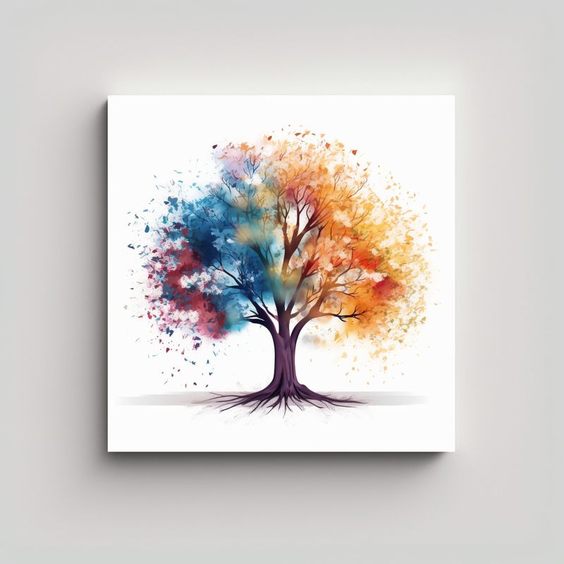 GENERICO - Pintura De Pared Abstracta: Árbol Colorido 60x60 Cm