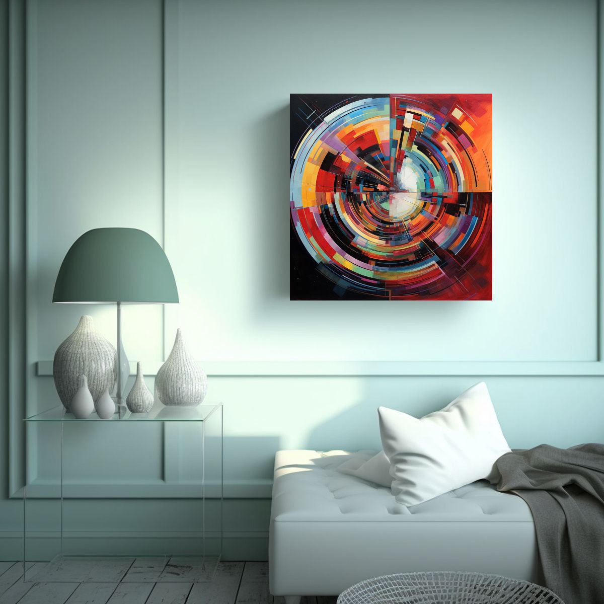 GENERICO - Pinturas Decorativas Vintage En Un Círculo 70x70 Cm