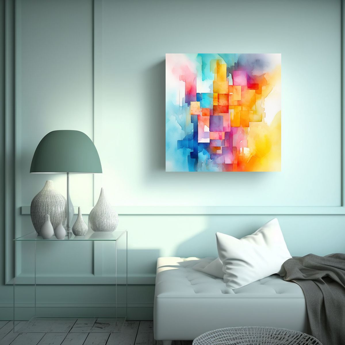 GENERICO - Cuadro Tema Dimensiones Colores Brillantes 70x70 Cm.