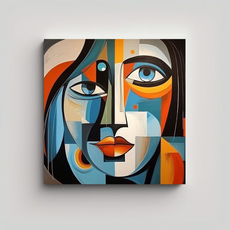 GENERICO - Pintura Decorativa De Rostro Abstracto De Mujer 90x90 Cm