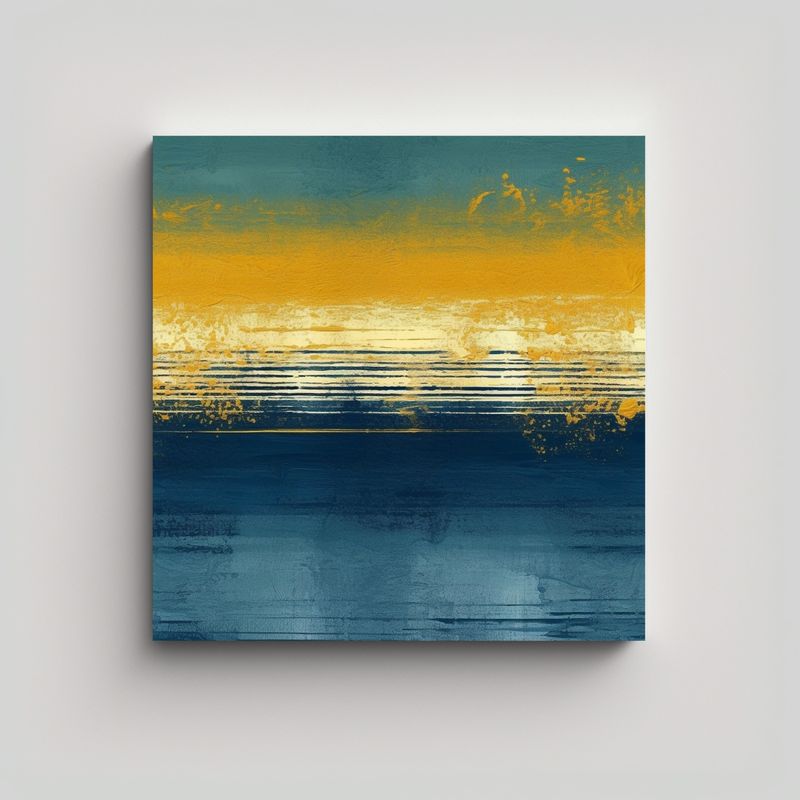 GENERICO - Pintura Decorativa Acuarela En Tonos Azul Acero 80x80 Cm