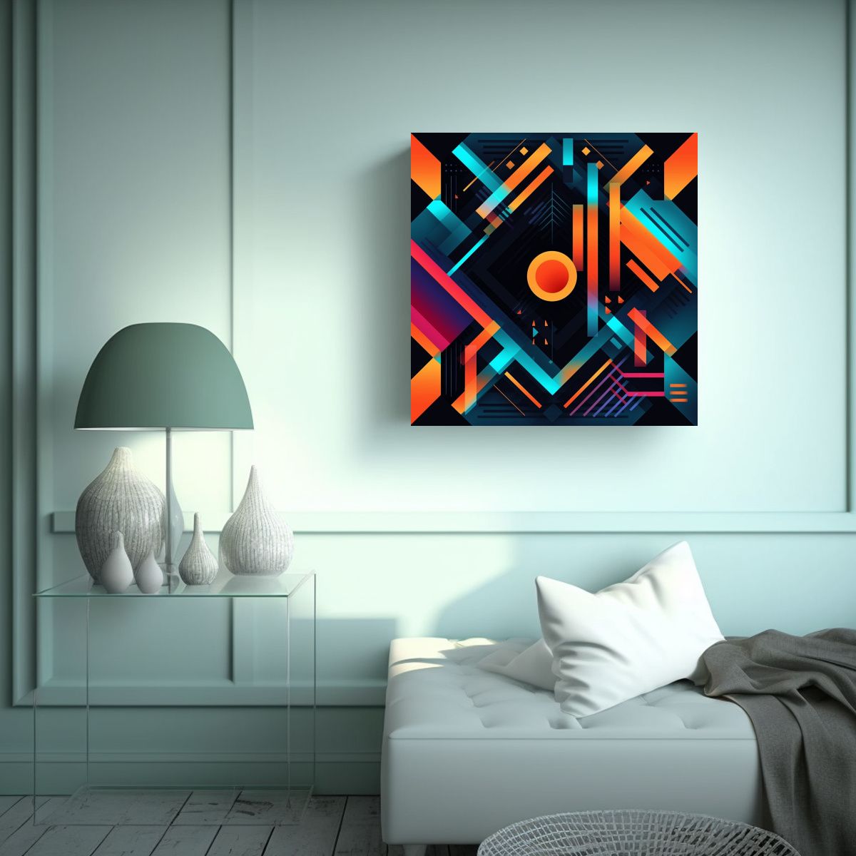 GENERICO - Cuadro Abstracto Geométrico En Vibrantes Colores 90x90 Cm