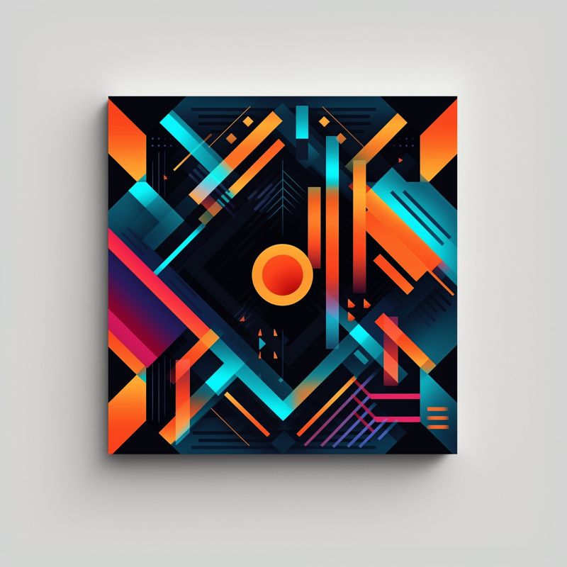 GENERICO - Cuadro Abstracto Geométrico En Vibrantes Colores 50x50 Cm