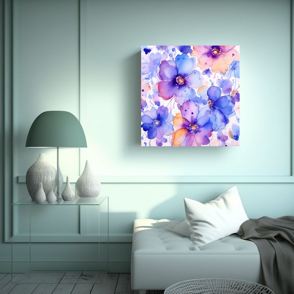 GENERICO - Arte Floral Acuarela Hermoso Fondo Decorativo 90x90 Cm
