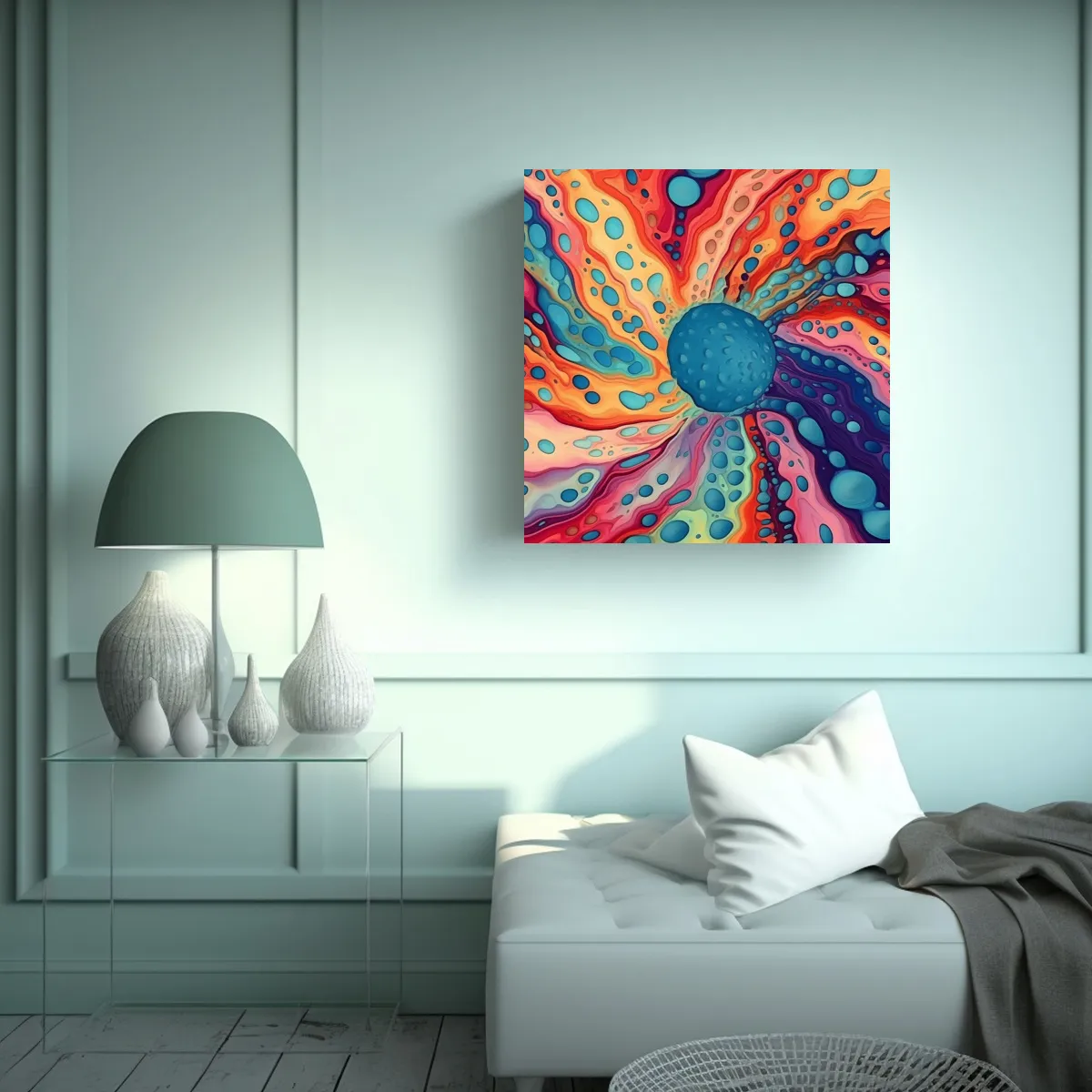 GENERICO - Lienzo Tonos Temática Tie Dye Fantasía 70x70 Cm