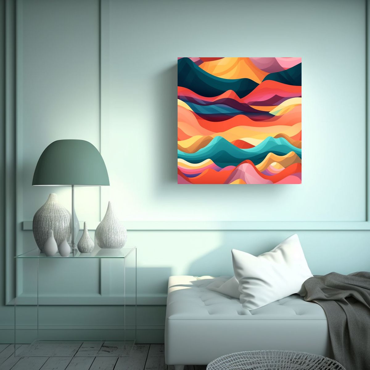 GENERICO - Cuadros Modernos Abstractos Paisaje Colorido 90x90 Cm