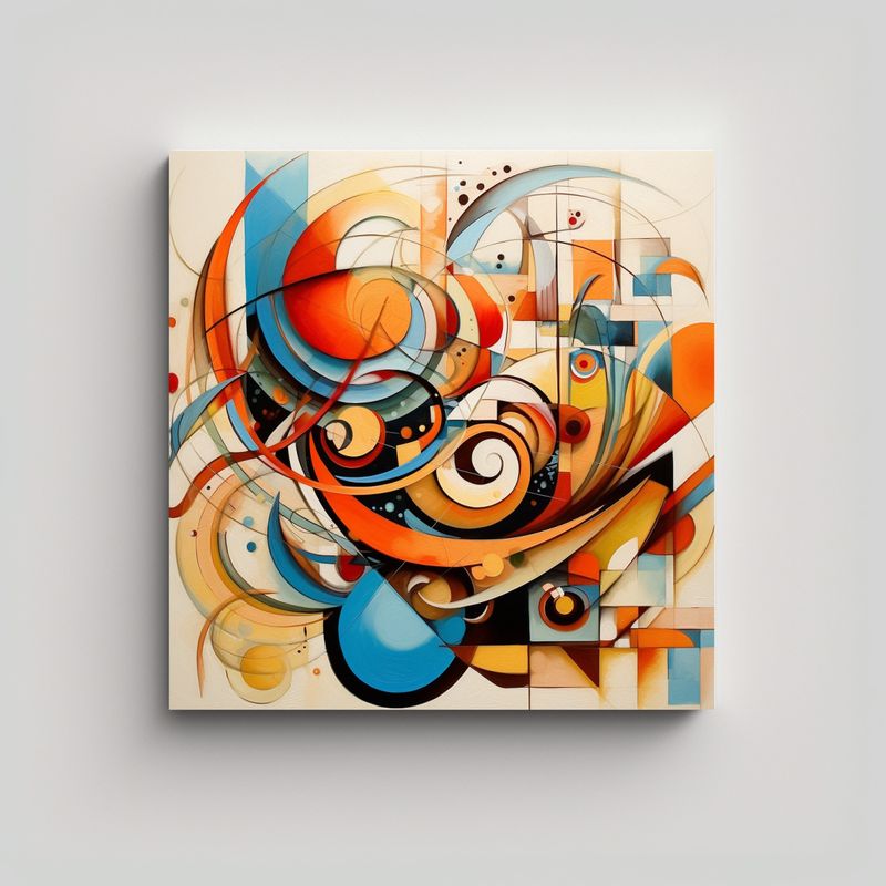 GENERICO - Pintura Abstracta En Bastidor Cuadrado 70x70 Cm